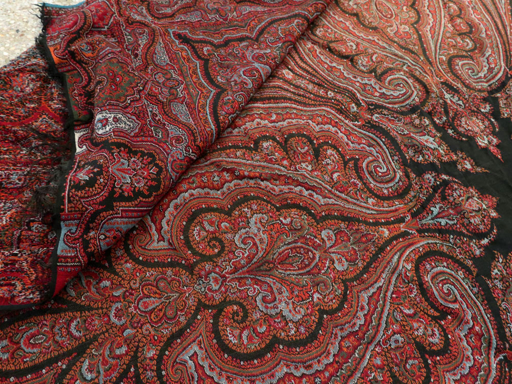 Vintage Jacquard Indian Textile Shawl, No.9021 - Gss