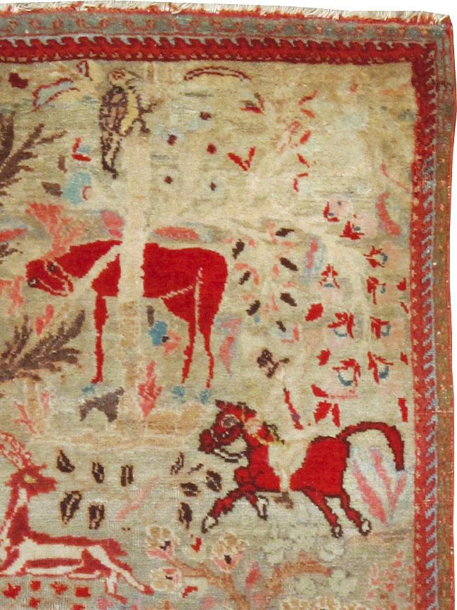 Vintage Persian Tabriz Pictorial Rug, No.9057 - Gss