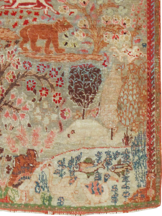 Vintage Persian Tabriz Pictorial Rug, No.9057 - Gss