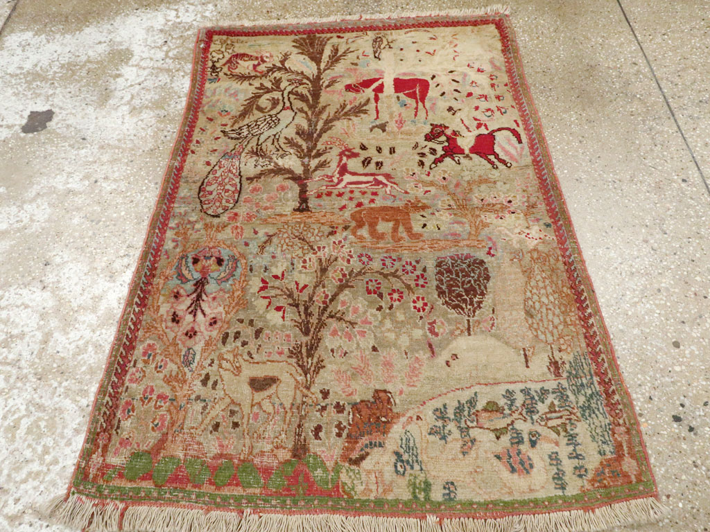 Vintage Persian Tabriz Pictorial Rug, No.9057 - Gss