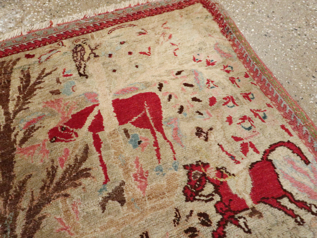 Vintage Persian Tabriz Pictorial Rug, No.9057 - Gss