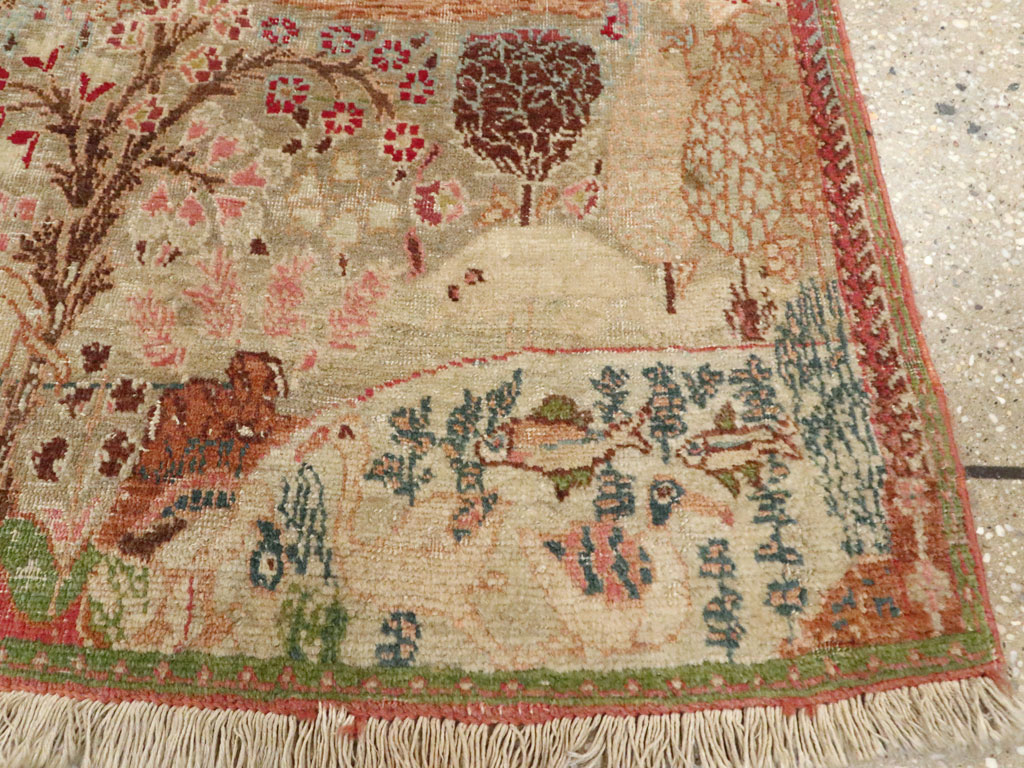 Vintage Persian Tabriz Pictorial Rug, No.9057 - Gss