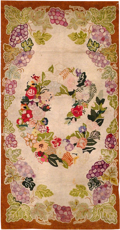 Vintage American Hooked Throw Rug, No.9068 - Gss