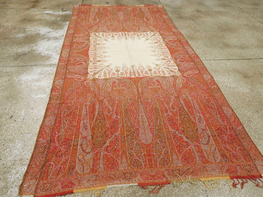 Vintage Jacquard Indian Textile Shawl	, No.9085 - Gss