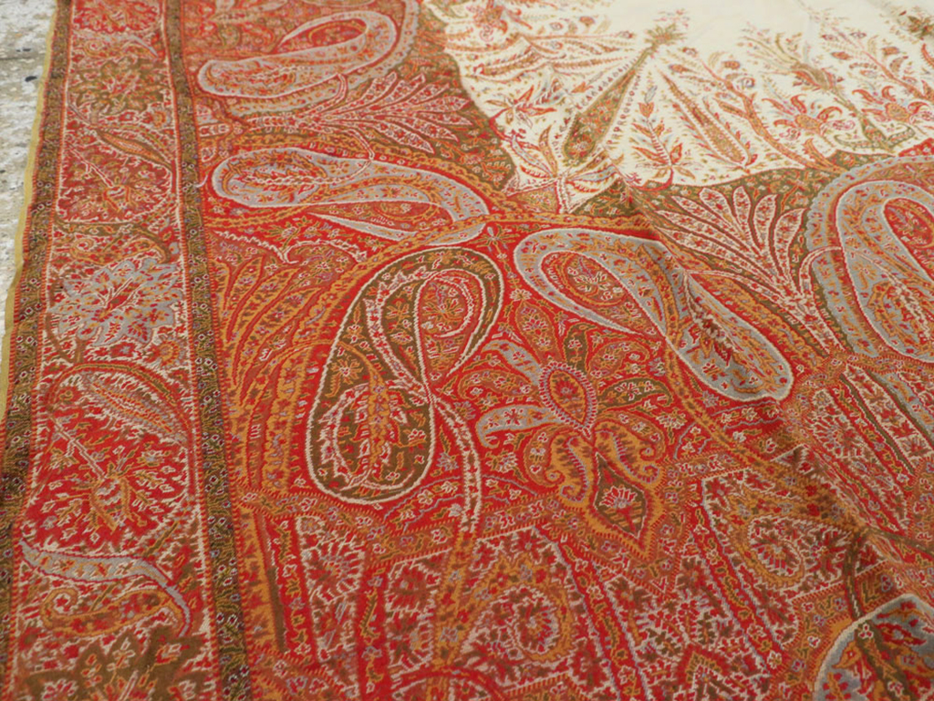 Vintage Jacquard Indian Textile Shawl	, No.9085 - Gss