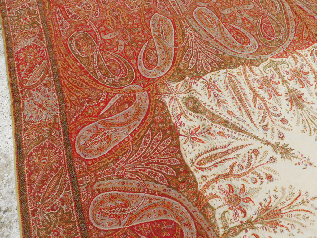 Vintage Jacquard Indian Textile Shawl	, No.9085 - Gss