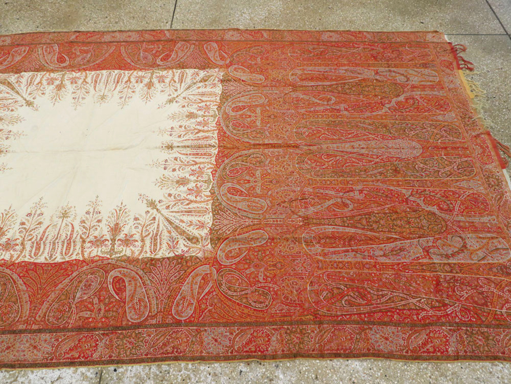 Vintage Jacquard Indian Textile Shawl	, No.9085 - Gss