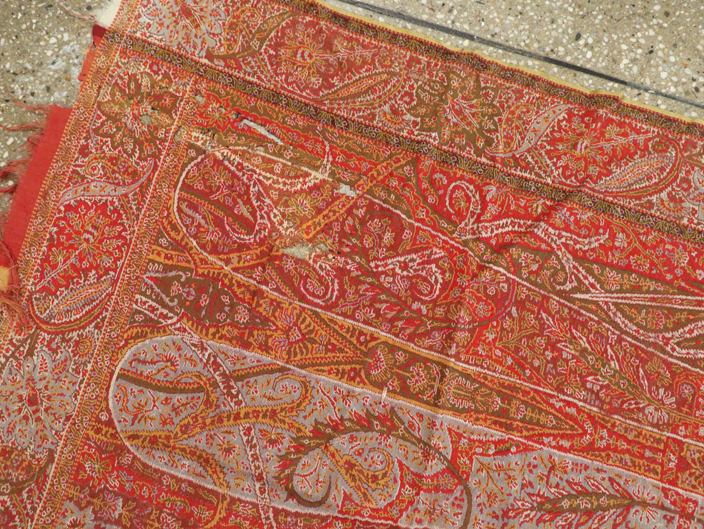 Vintage Jacquard Indian Textile Shawl	, No.9085 - Gss