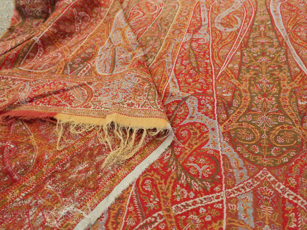 Vintage Jacquard Indian Textile Shawl	, No.9085 - Gss