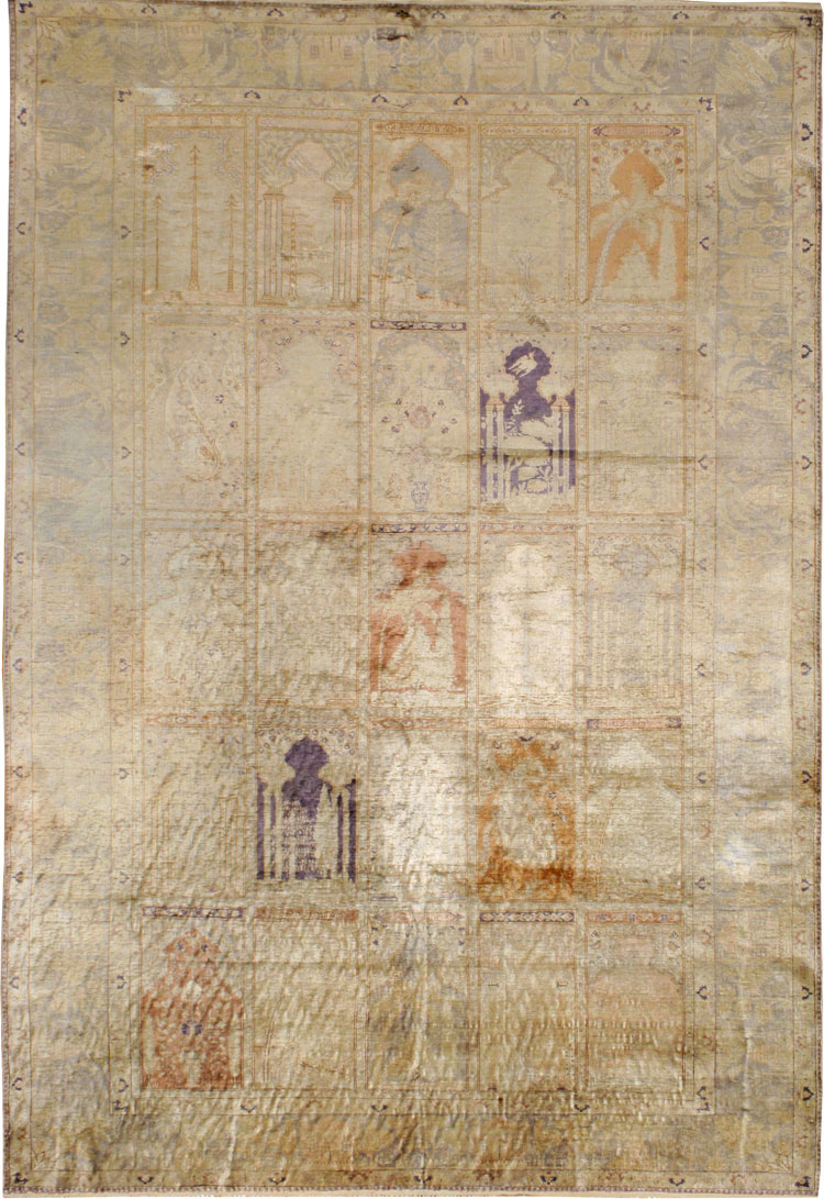 Vintage Turkish Kayseri Silk Rug, No.9095 - Gss