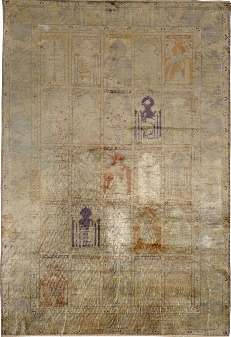 Vintage Turkish Kayseri Silk Rug, No.9095 - Gss