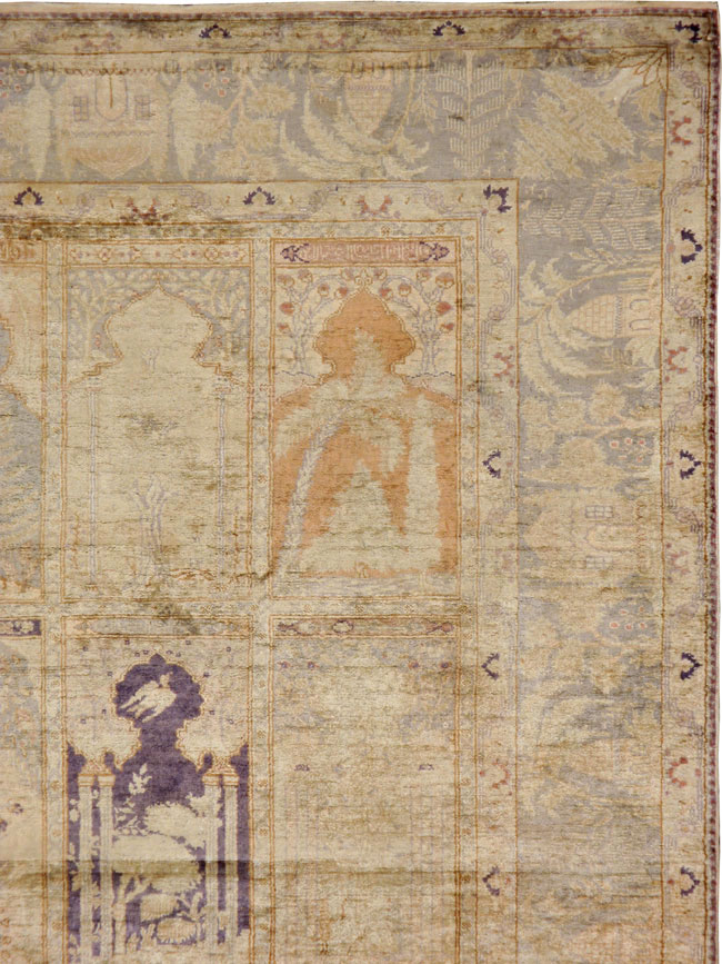Vintage Turkish Kayseri Silk Rug, No.9095 - Gss