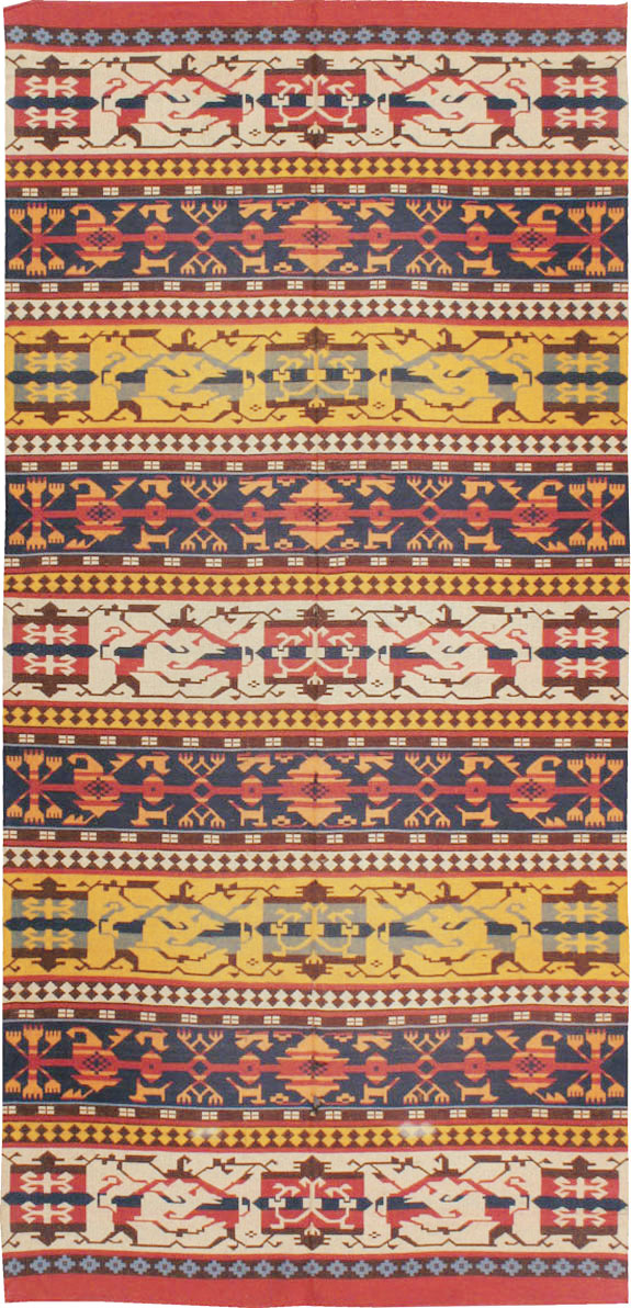 Vintage European Kilim Gallery Carpet, No.9108 - Gss
