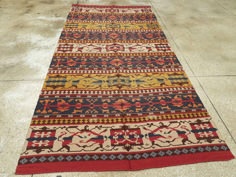 Vintage European Kilim Gallery Carpet, No.9108 - Gss