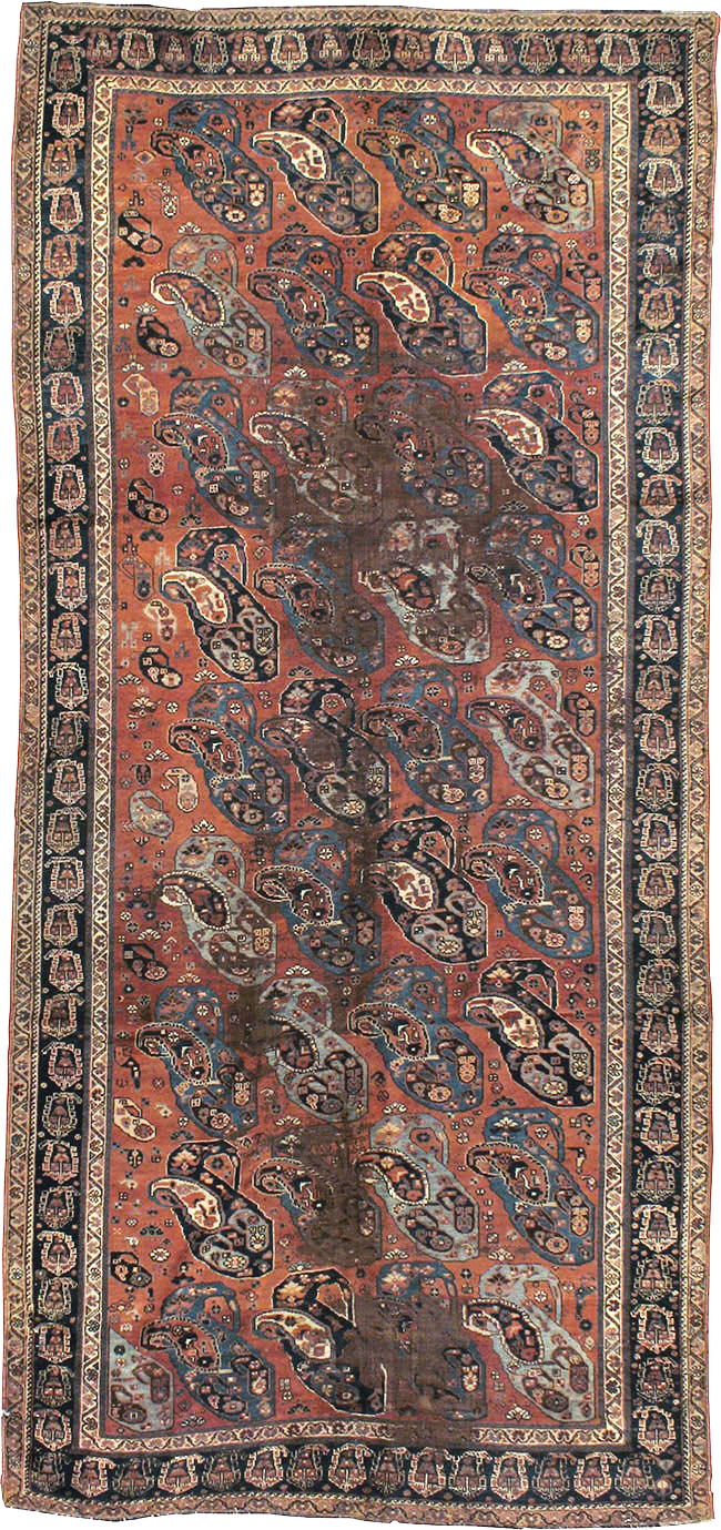 Antique Persian Khamseh Gallery Carpet, No.9149 - Gss