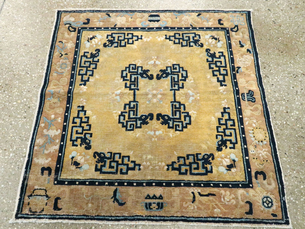 Antique Chinese Ningxia Square Rug, No.9195 - Gss