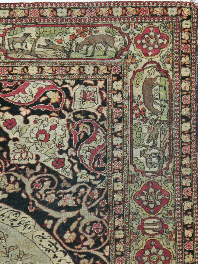 Antique Persian Isfahan Pictorial Carpet, No.9223 - Gss