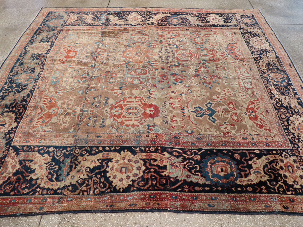 Antique Persian Sarouk Fereghan Square Accent Carpet, No.9283 - Gss
