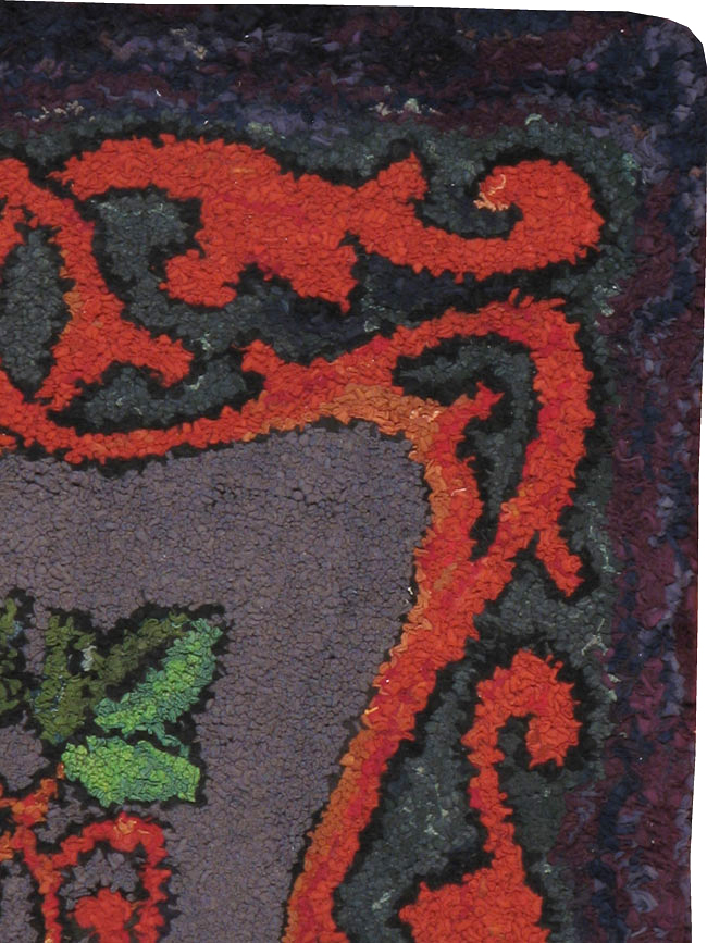 Antique American Hook Carpet, No.9288 - Gss