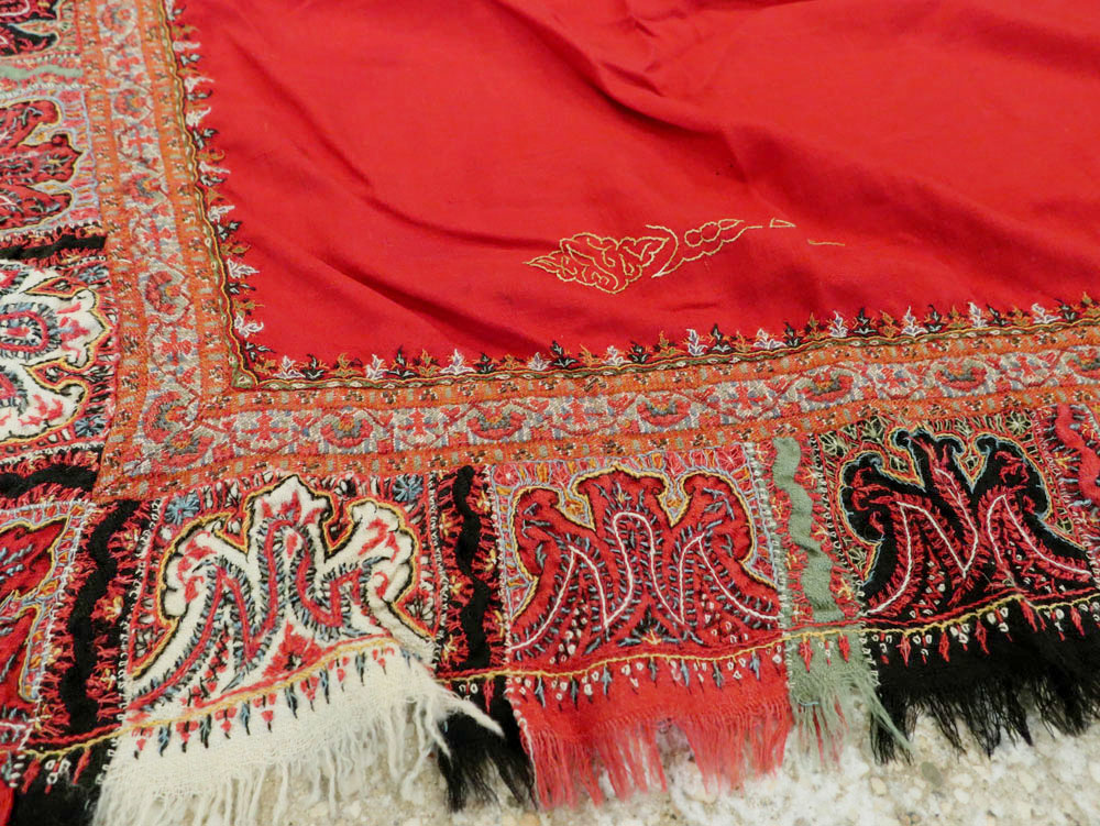 Vintage Jacquard Indian Textile Shawl, No.9291 - Gss