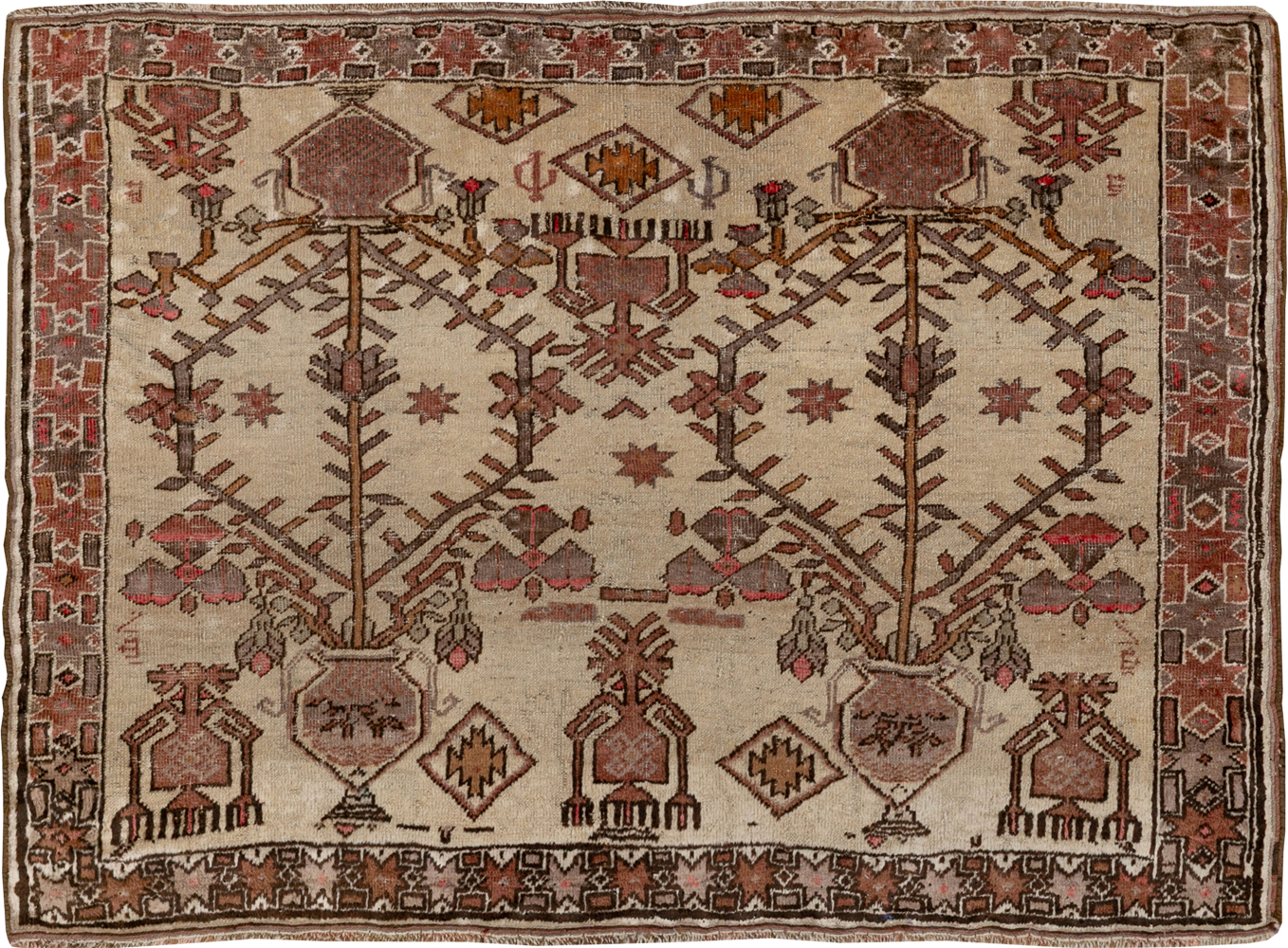 Vintage Afghan Turkoman Throw Rug, No.9620 - Gss
