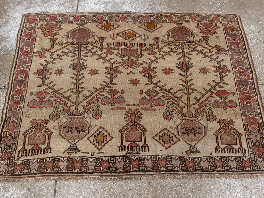 Vintage Afghan Turkoman Throw Rug, No.9620 - Gss