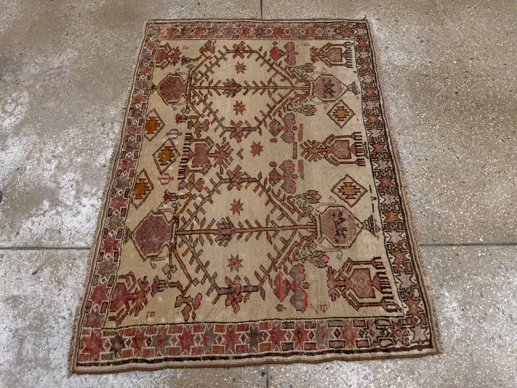 Vintage Afghan Turkoman Throw Rug, No.9620 - Gss