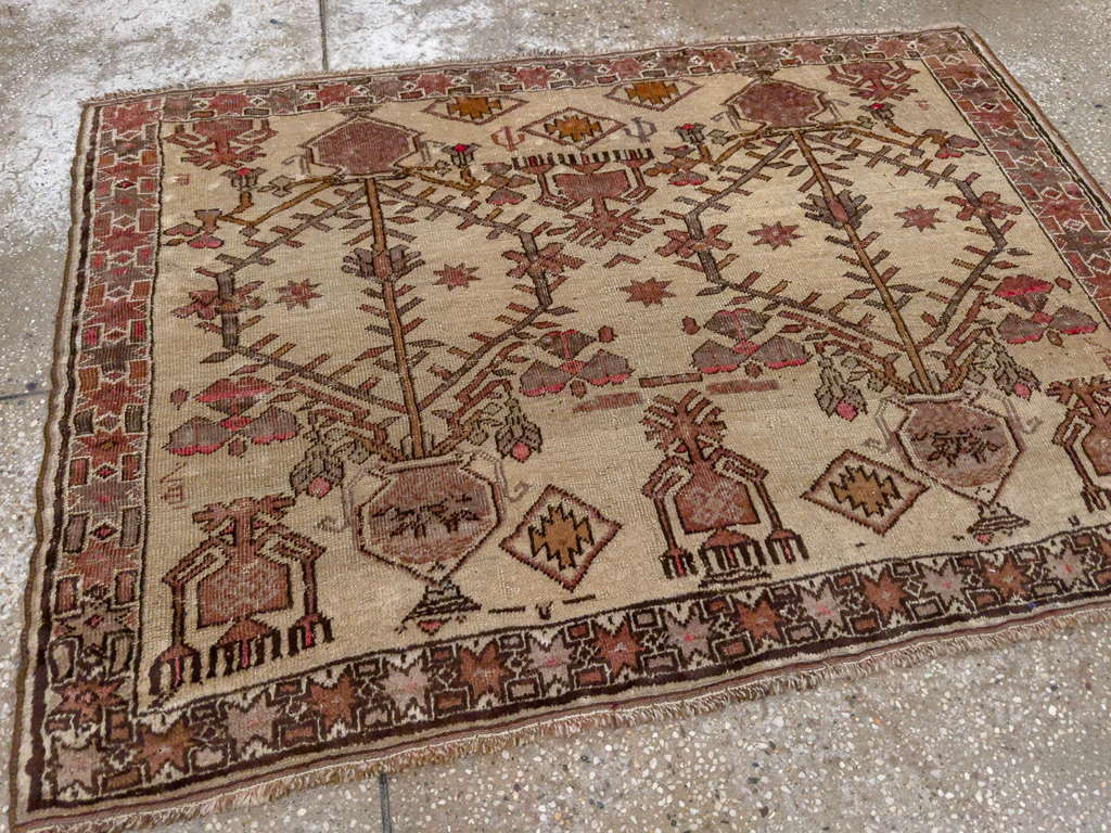Vintage Afghan Turkoman Throw Rug, No.9620 - Gss