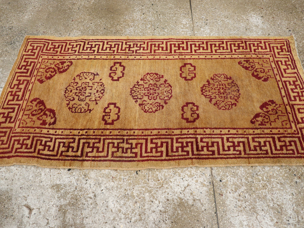 Vintage Chinese Art Deco Throw Rug, No.9714 - Gss