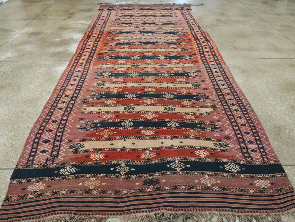 Vintage Afghan Flatweave Kilim Large Gallery Carpet, No.9796 - Gss