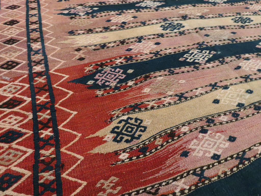 Vintage Afghan Flatweave Kilim Large Gallery Carpet, No.9796 - Gss