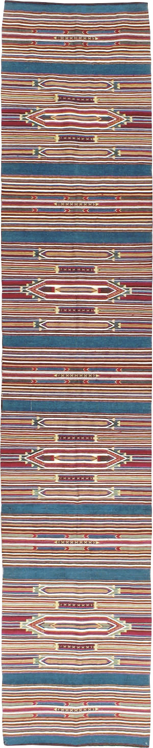 Vintage Persian Flatweave Kilim Runner, No.9799 - Gss