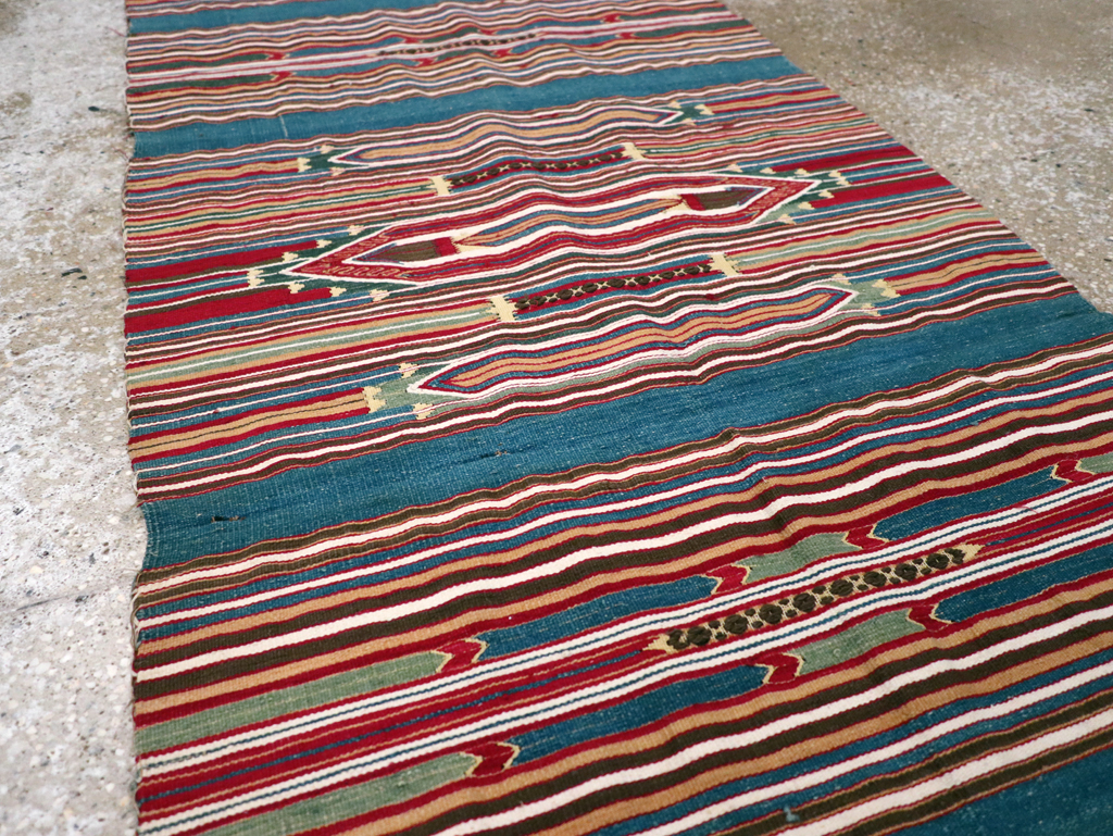 Vintage Persian Flatweave Kilim Runner, No.9799 - Gss