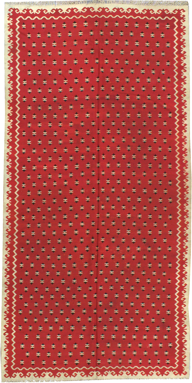 Vintage Bulgarian Flatweave Kilim Gallery Carpet, No.9850 - Gss