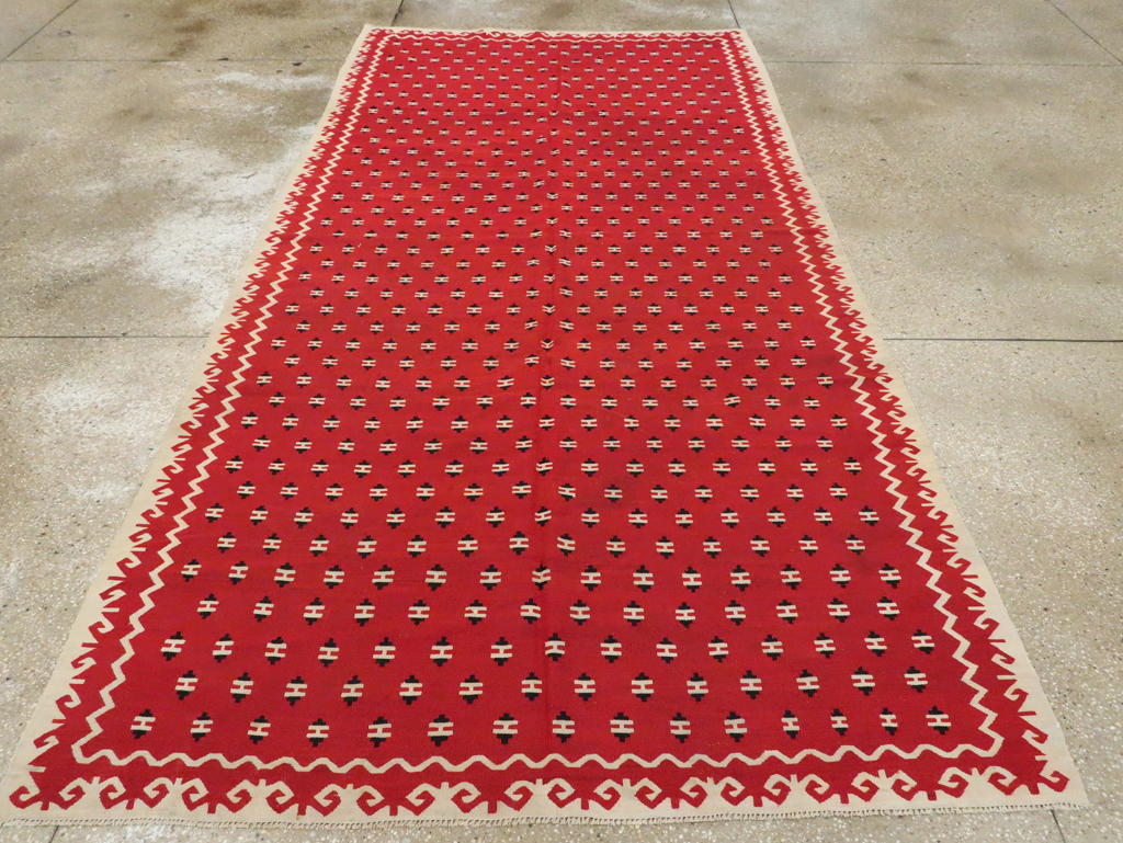 Vintage Bulgarian Flatweave Kilim Gallery Carpet, No.9850 - Gss