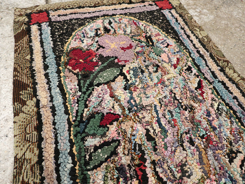 Vintage American Hook Throw Rug, No.9857 - Gss